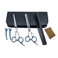 Professional Hot sale KA-C030 6 inch Stainless Steel Hair scissor set with Black artificial leather case PU bag