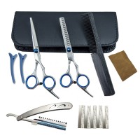 Hot Sale  Home Use Hair Scissor Set Stainless Steel with Leather Case and Razor Set